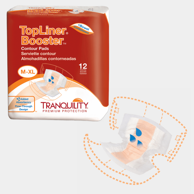Tranquility Top Liner Booster Contour Disposable Incontinence Pads