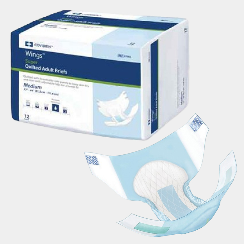 Wings Hook & Loop Quilted Adult Incontinence Diapers With Tabs