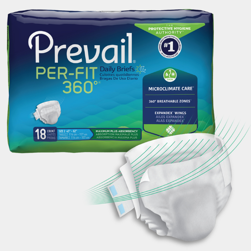 Prevail Per-Fit 360 Maximum Plus Incontinence Adult Diapers With Tabs Large