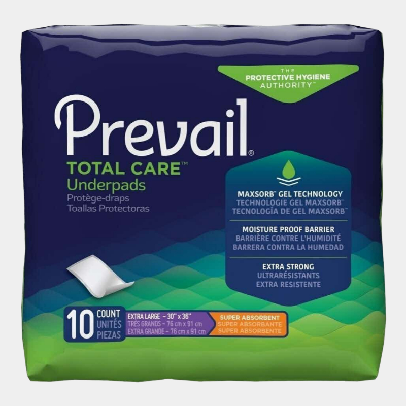 Prevail Total Care Super Absorbent Incontinence Disposable Underpads