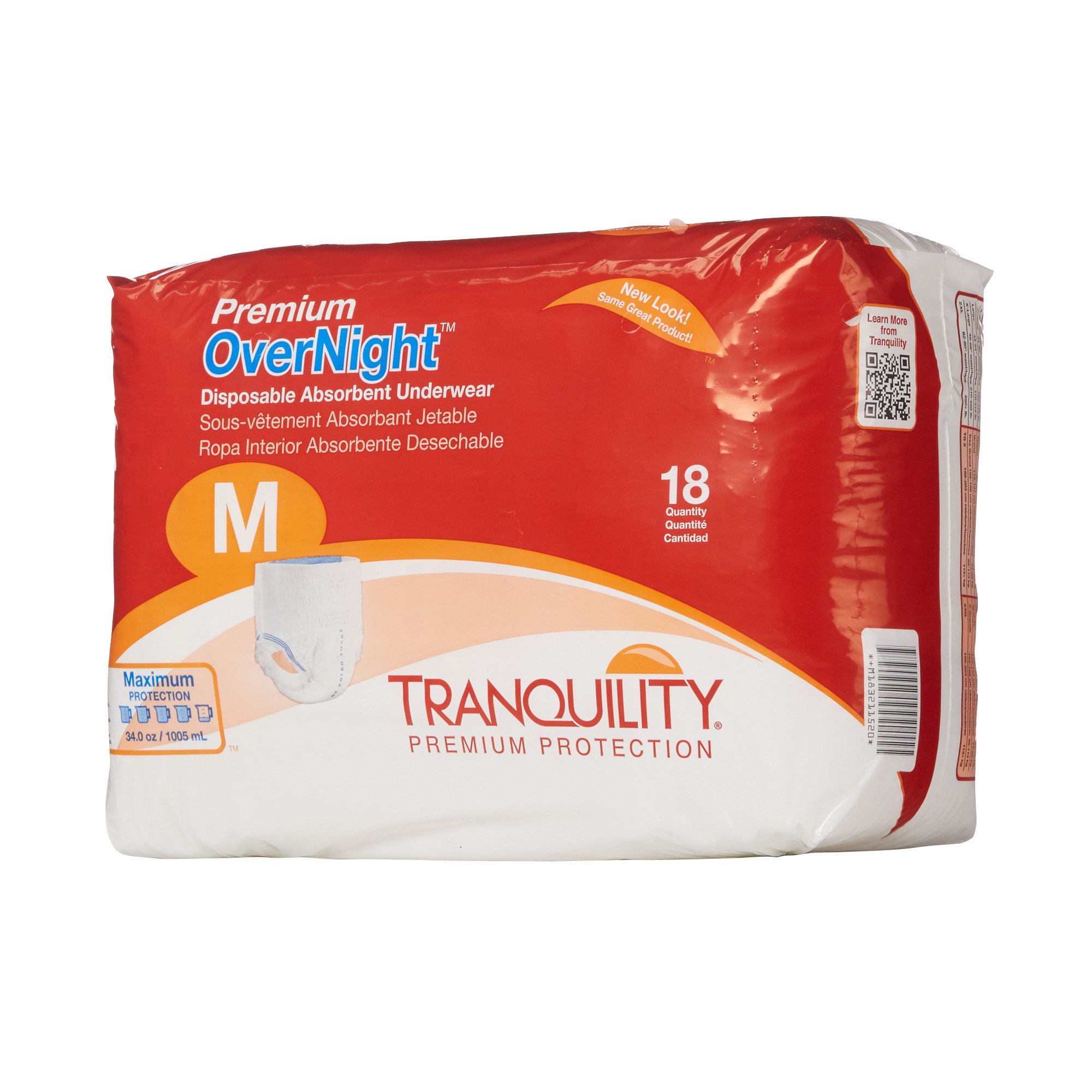Tranquility® Premium OverNight™ Absorbent Underwear, Medium