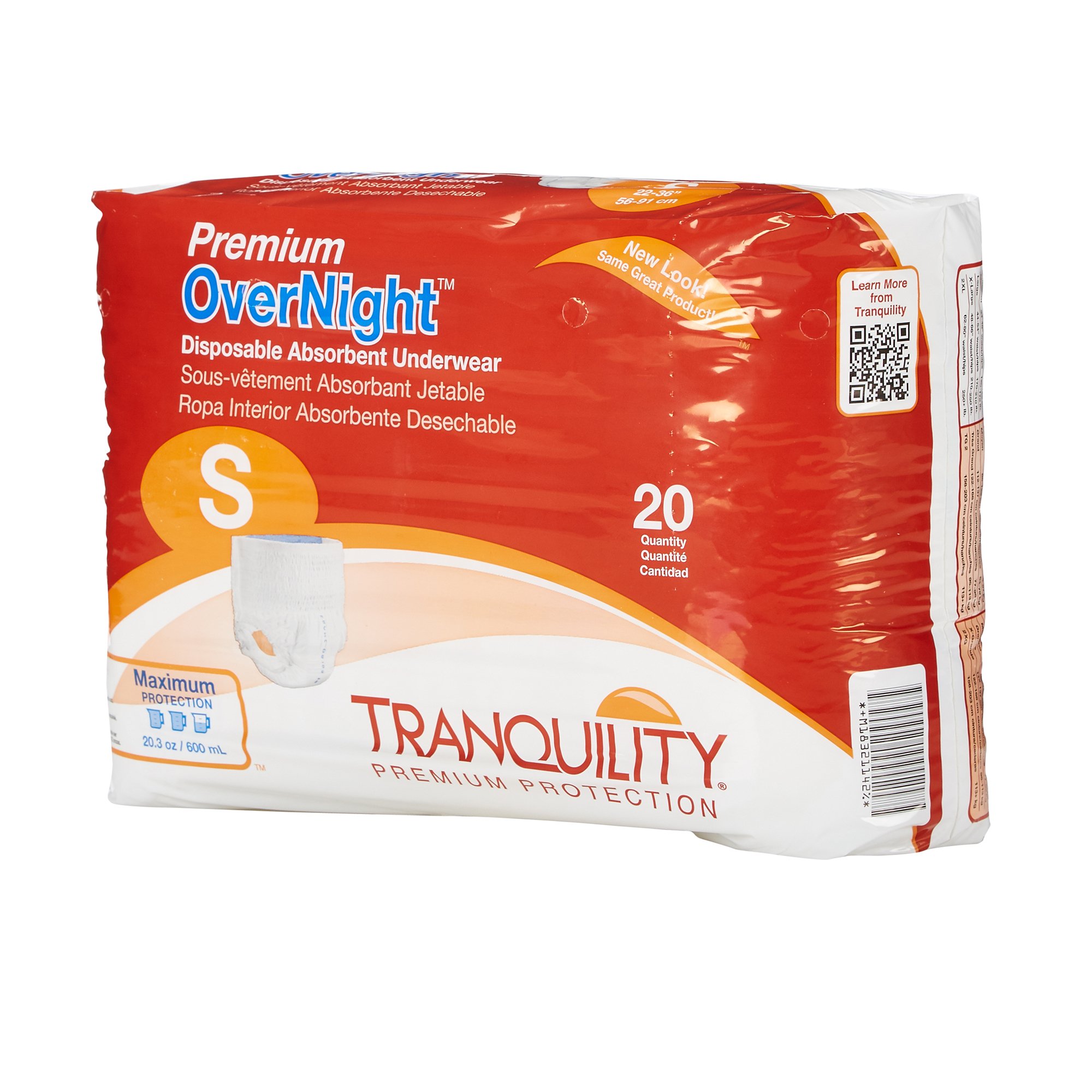 Tranquility® Premium OverNight™ Absorbent Underwear, Small