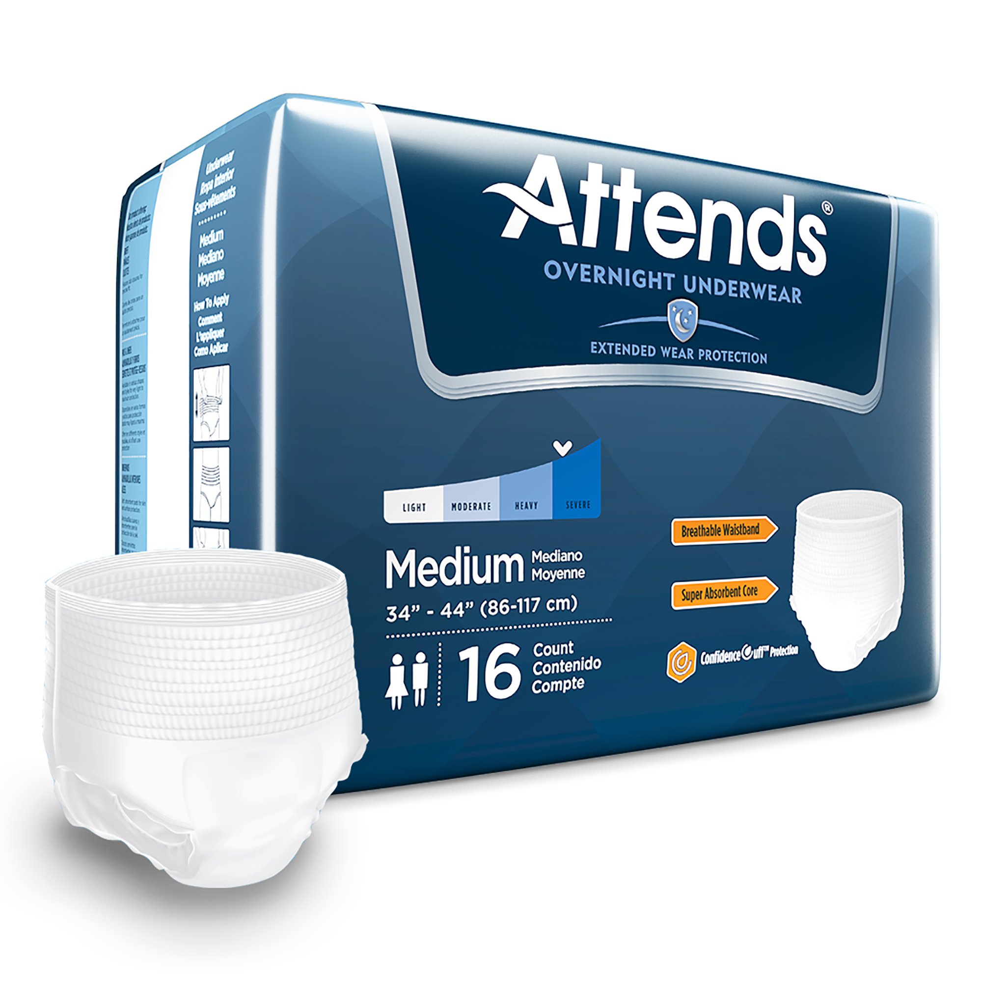 Attends® Overnight Underwear with Extended Wear Protection, Medium