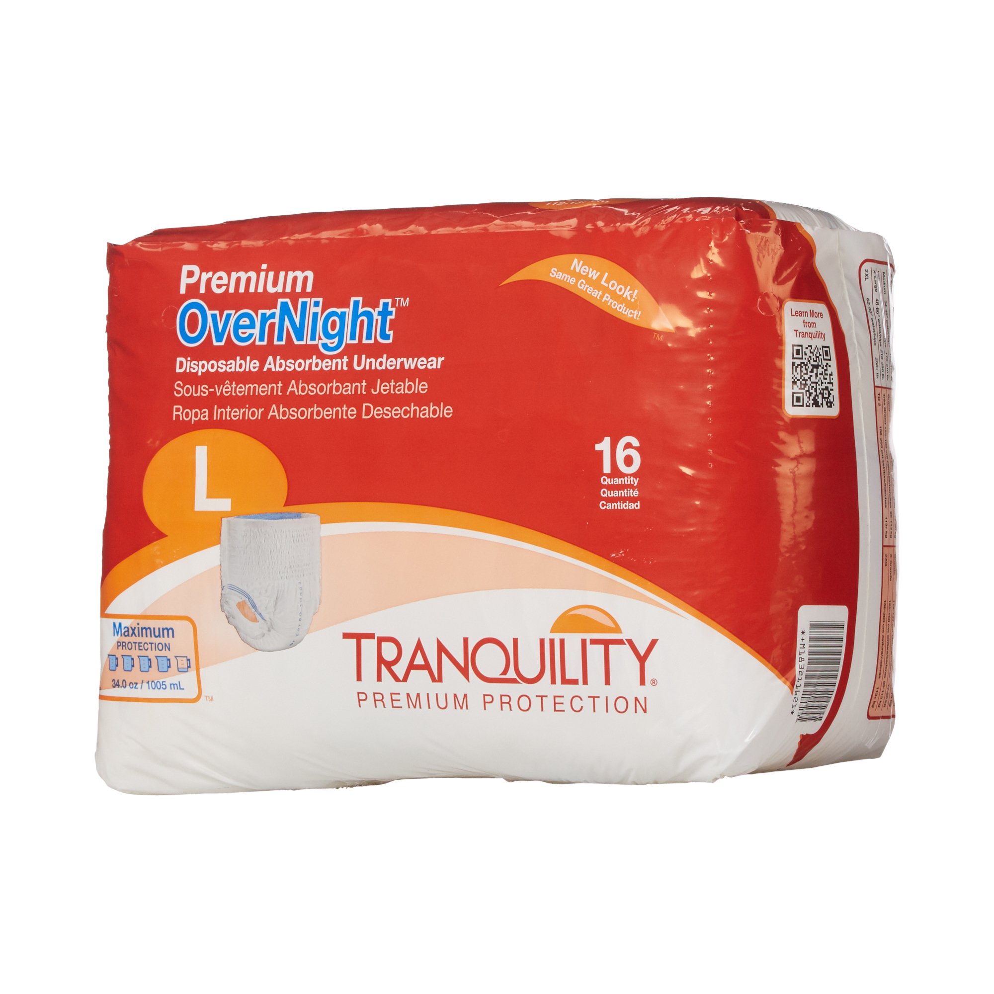 Tranquility® Premium OverNight™ Absorbent Underwear, Large
