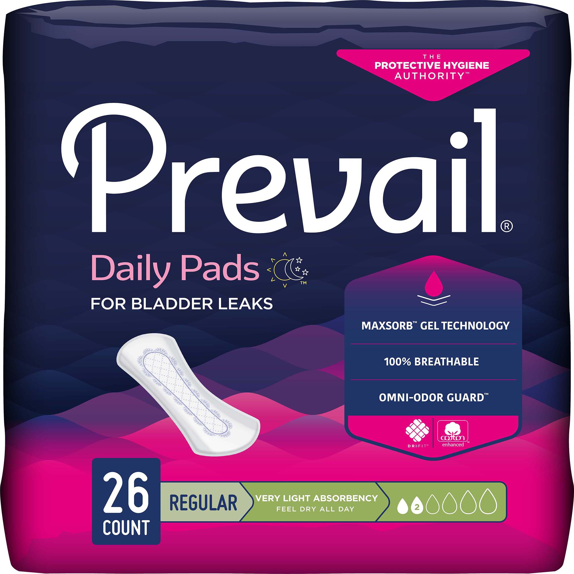 Prevail® Daily Liner Very Light Bladder Control Pad, 7½-Inch Length