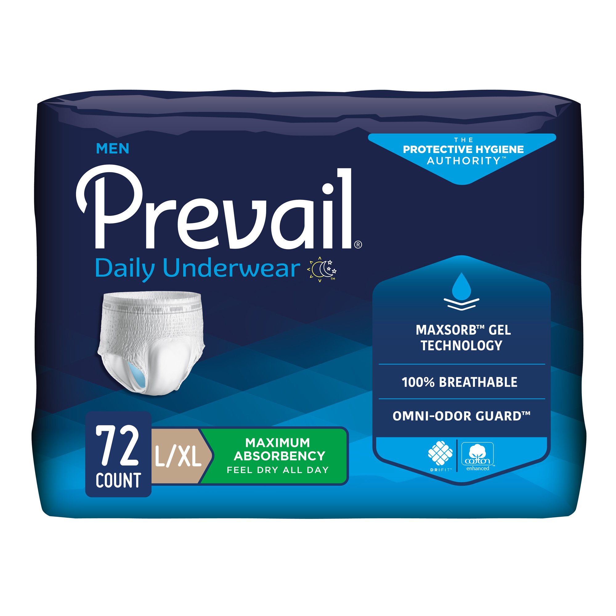 Prevail® Men's Daily Underwear Maximum Absorbent Underwear, Large / Extra Large