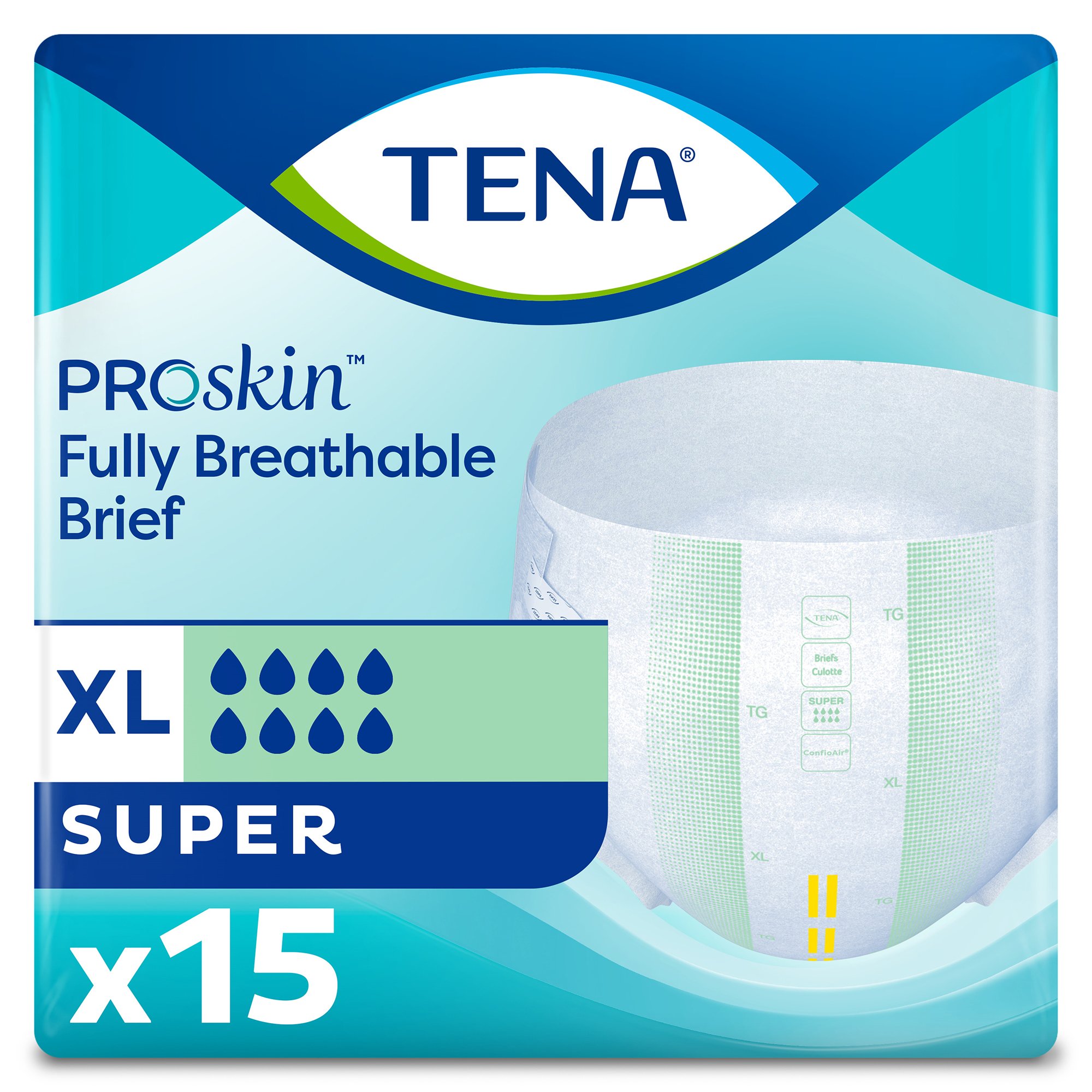 TENA Super Adult Heavy-Absorbent Incontinence Brief, X-large, 60" to 64" Waist / Hip