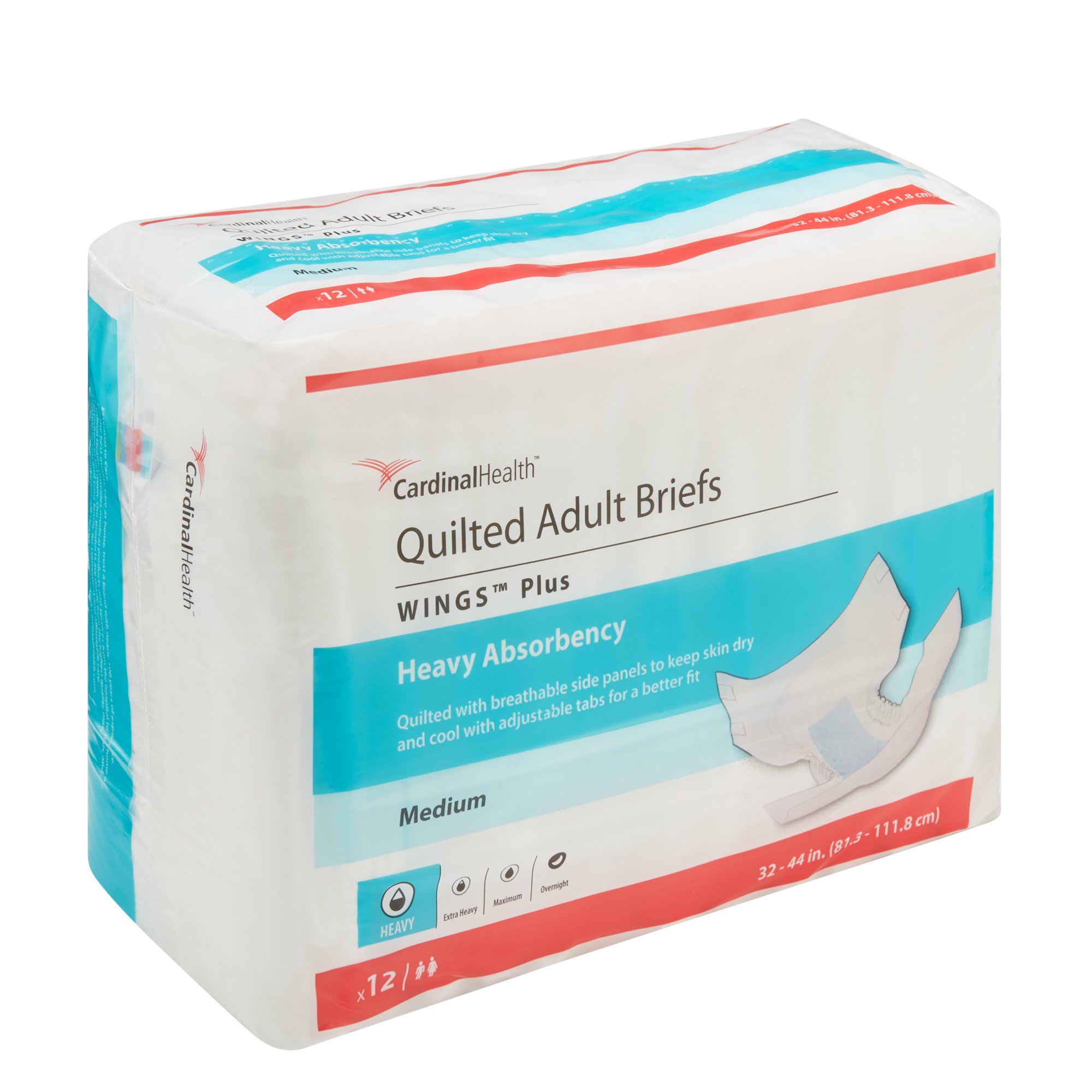 Wings™ Plus Quilted Heavy Absorbency Incontinence Brief, Medium