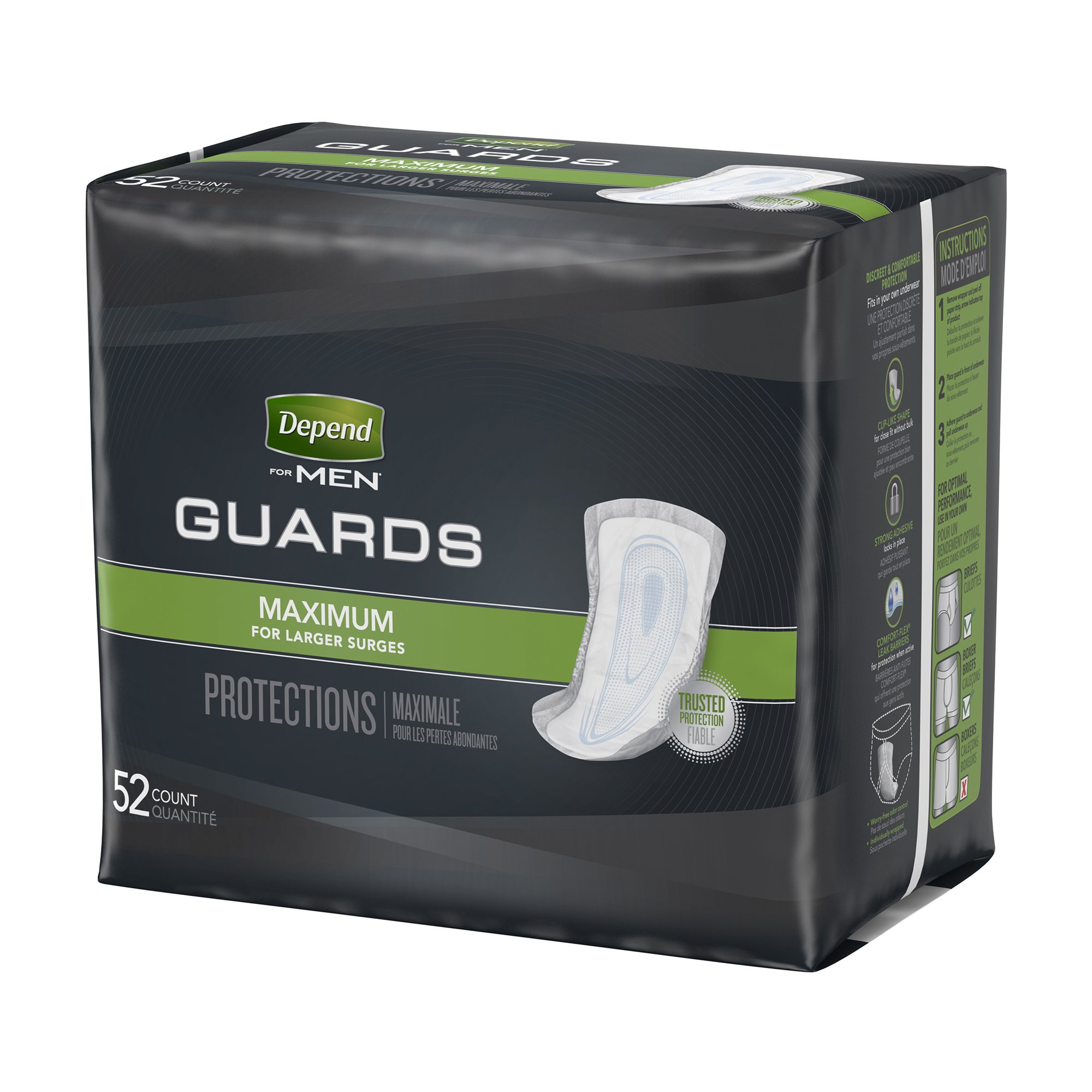 Depend Guards Incontinence Pads, Disposable, Maximum Absorbency, 12" Length