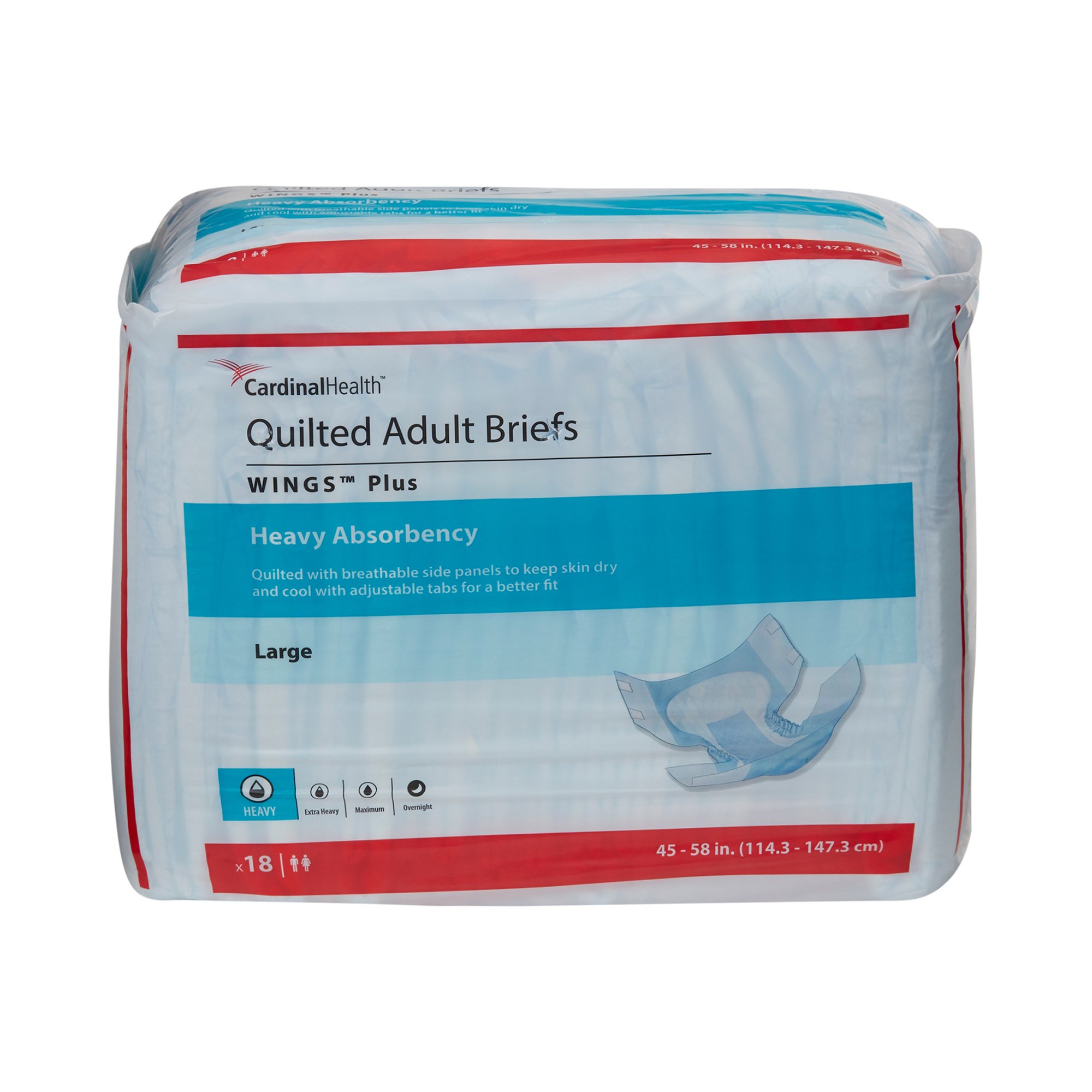 Wings™ Plus Quilted Heavy Absorbency Incontinence Brief, Large