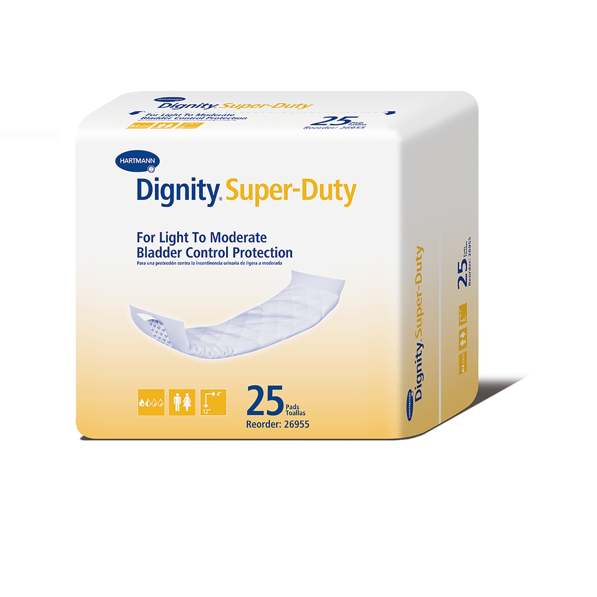 Dignity Incontinence Liner 4" x 12", Moderate Absorbency, Polymer Core, One Size Fits Most Adults, Unisex, Disposable