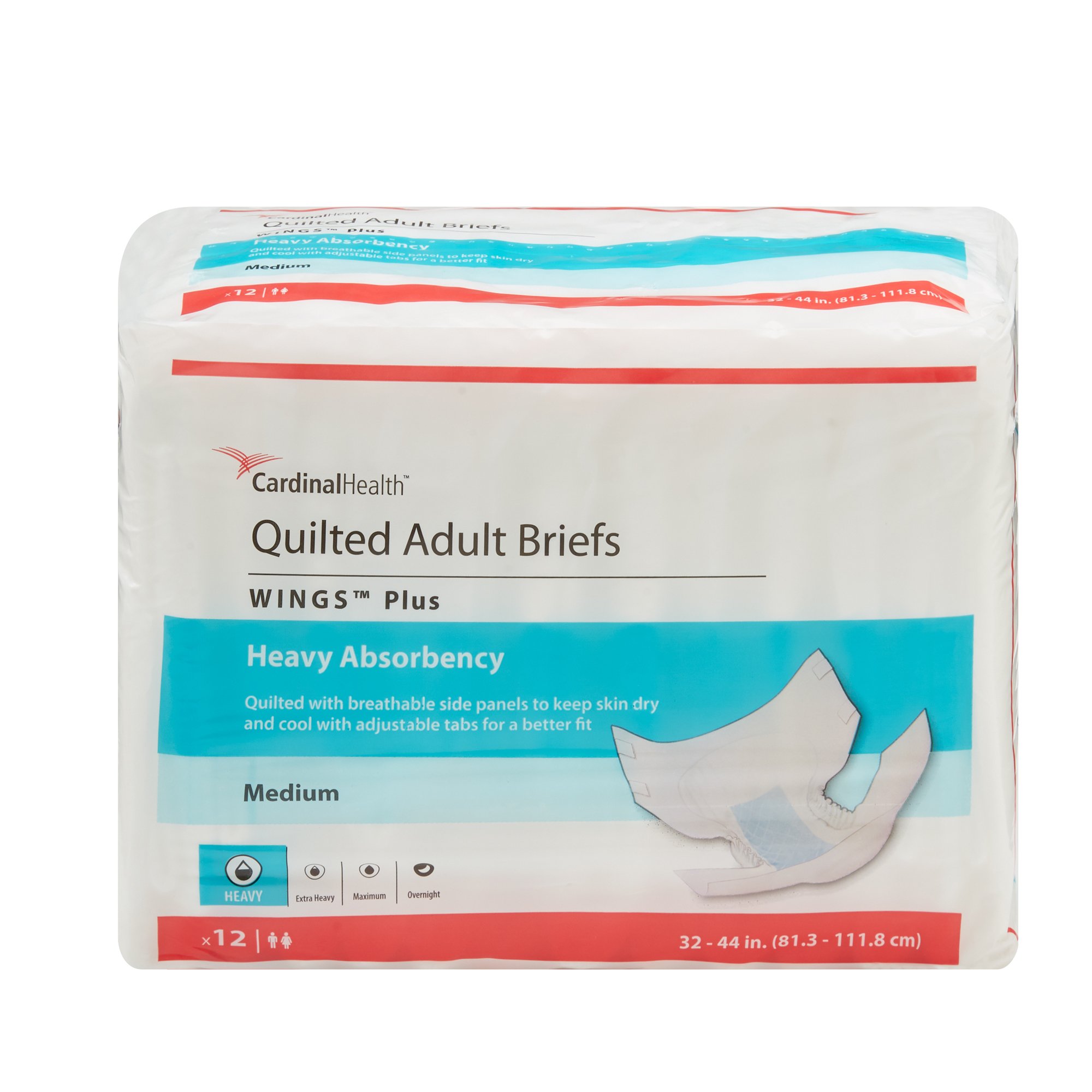 Wings™ Plus Quilted Heavy Absorbency Incontinence Brief, Medium