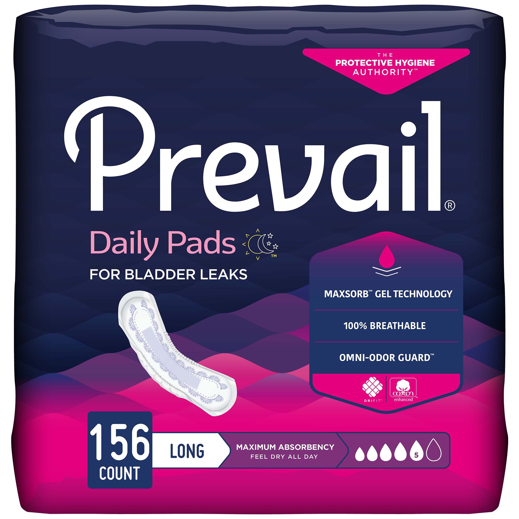 Prevail® Daily Pads Maximum Bladder Control Pad, 13-Inch Length