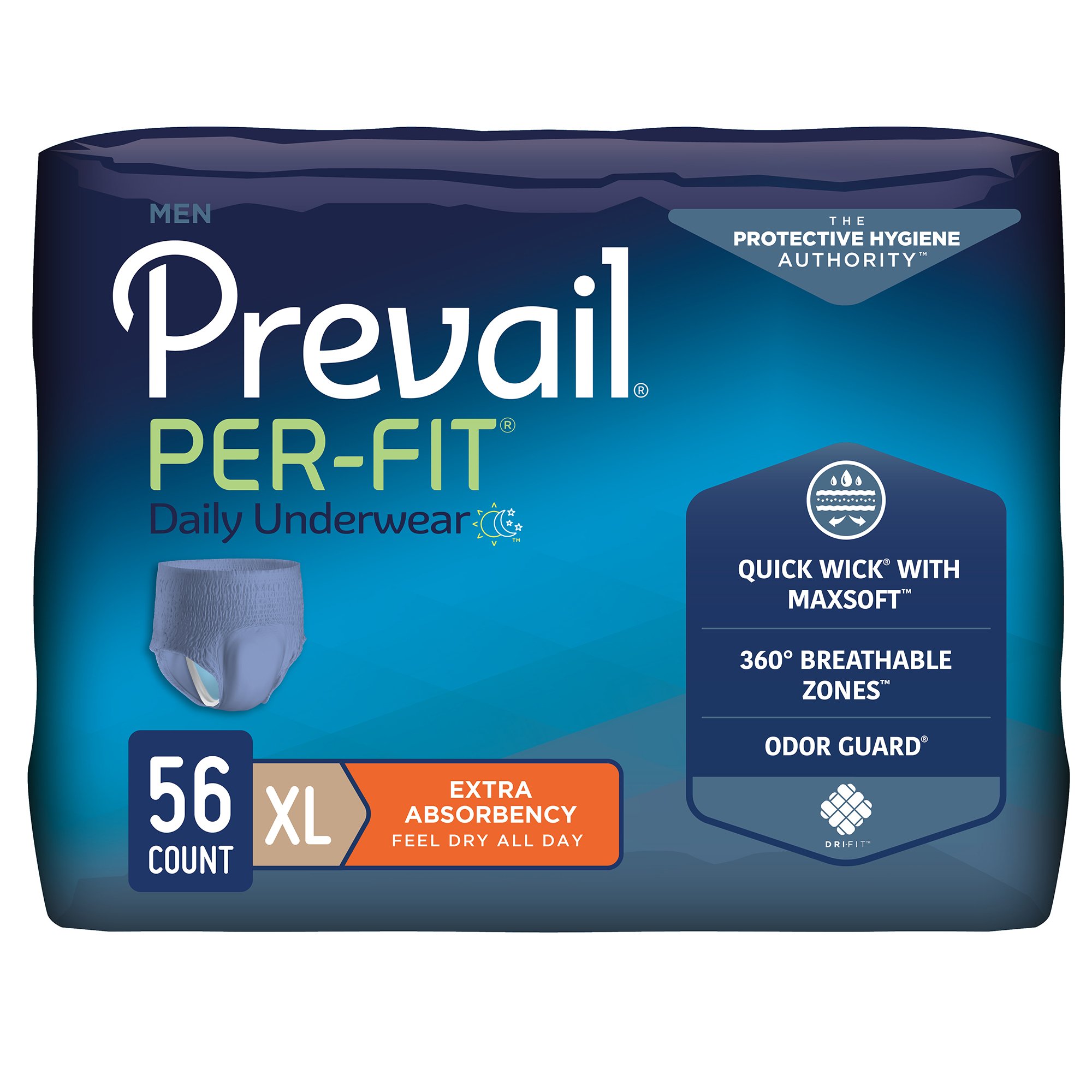 Prevail® Per-Fit® Men Adult Moderate Absorbent Underwear, X-Large, White