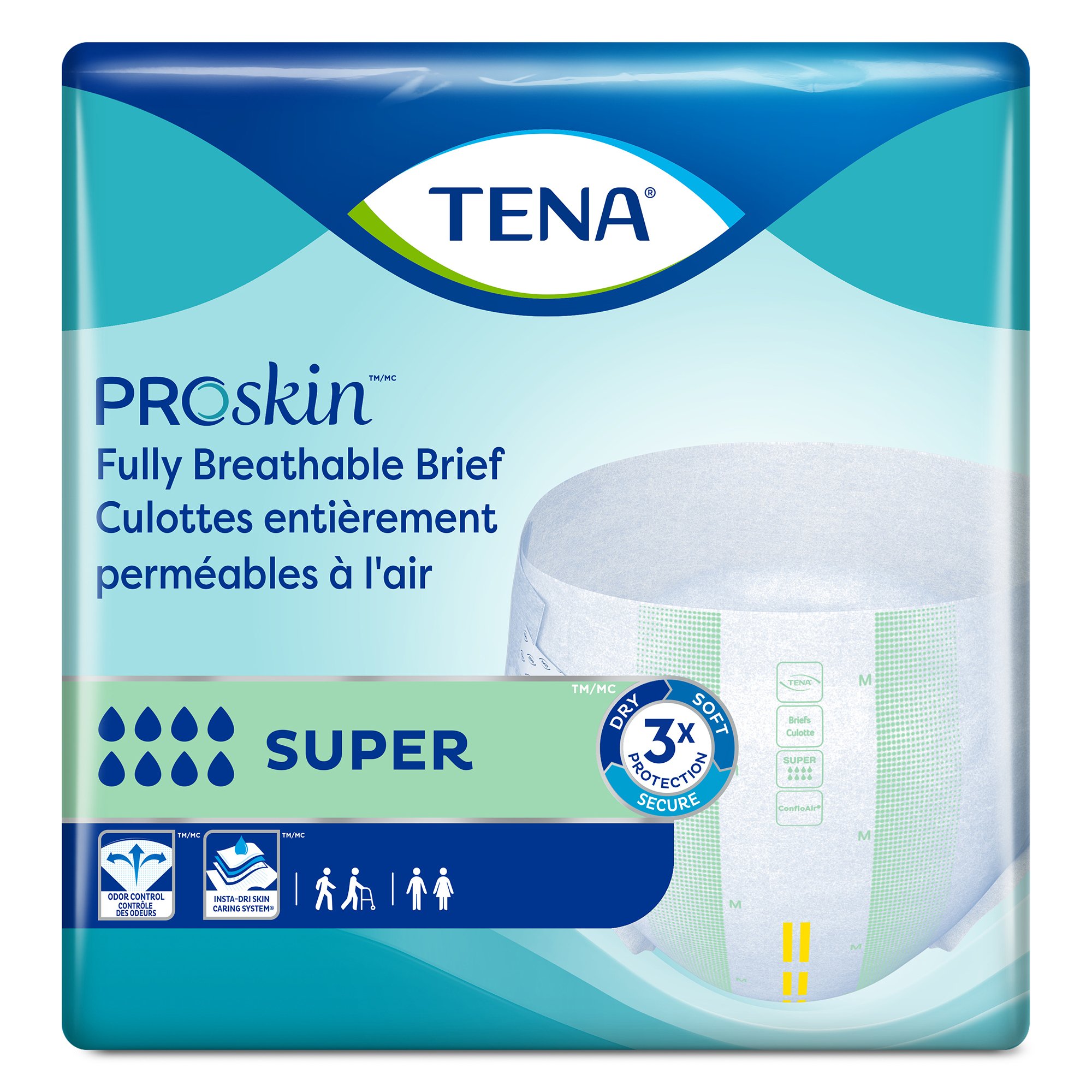 TENA Super Adult Heavy-Absorbent Incontinence Brief, X-large, 60" to 64" Waist / Hip